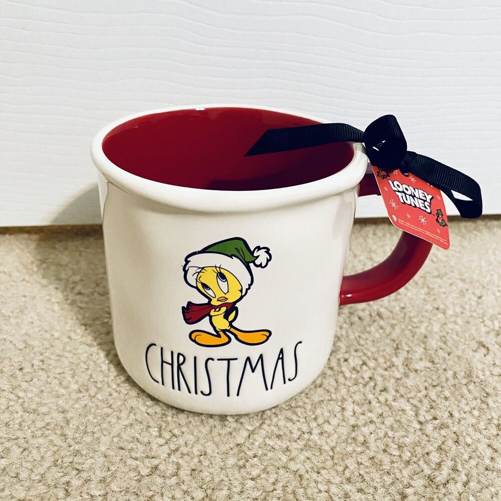 Rae Dunn Tweety Bird Christmas Mug Looney Tunes Holiday Coffee Cup NWT